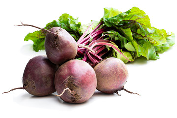 Bunch of new beetroots isolated on white