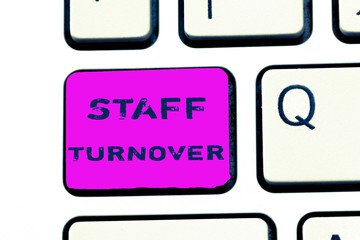 Text sign showing Staff Turnover. Conceptual photo The percentage of workers that replaced by new employees.