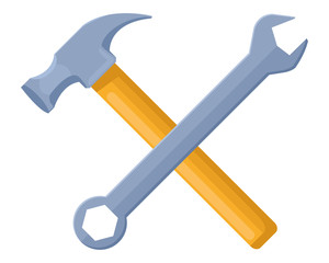 Construction tools crossed cartoon symbol