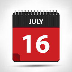 July 16 - Calendar Icon - Calendar design template