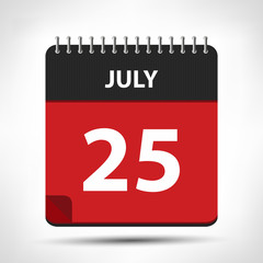 July 25 - Calendar Icon - Calendar design template