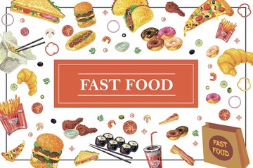 Hand Drawn Fast Food Elements Template