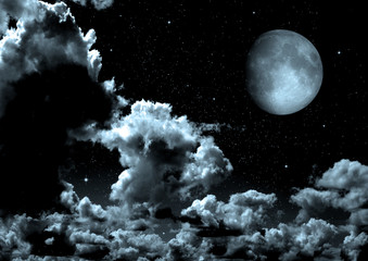 The moon in the night sky