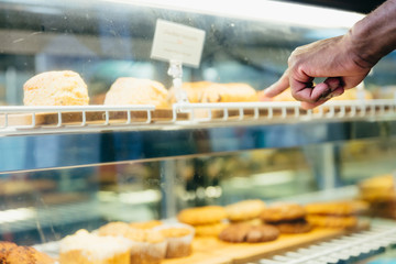 Customer choosing his food to eat