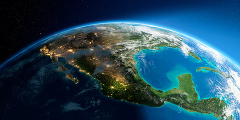 Detailed Earth. North America. Mexico