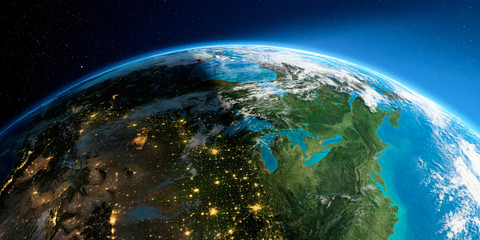 Detailed Earth. The northern U.S. states and Canada