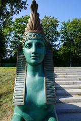 Grüne Sphinx an der Newa in Sankt Petersburg