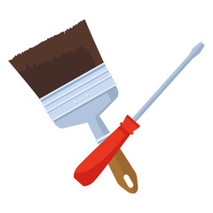 Construction tools crossed cartoon symbol