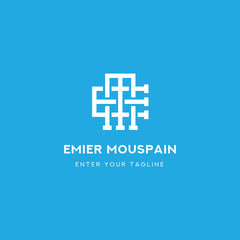 Logo Monogram Letter EM, Concept Letter E + M Minamalist design.