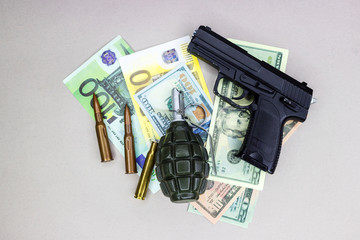 Background and texture on the theme of the sale of weapons