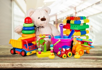 Toys collection isolated on  background