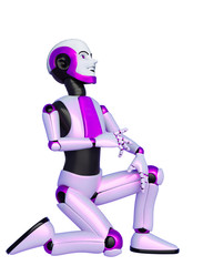 robot boy cartoon kneeling