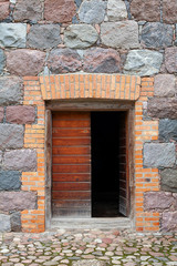 door and windows of an old stone building