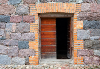 door and windows of an old stone building