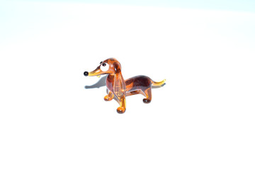 glass dog on white background