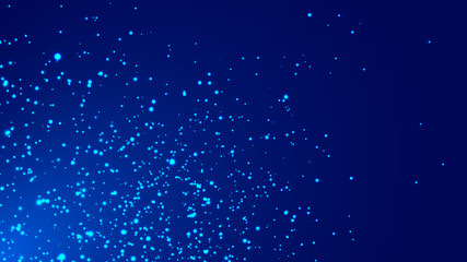 Abstract blue particles background. Dynamic shining particle explosions.