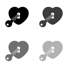 .heart with key - black vector icon