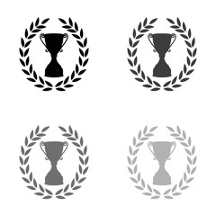 .Cup with wreath - black vector icon