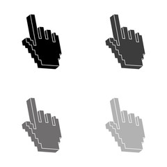 .pixel hand - black vector icon
