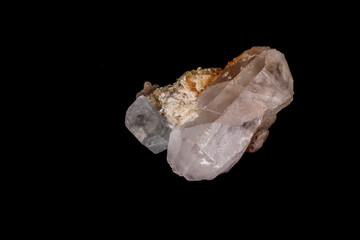 macro mineral stone Topaz on a black background