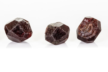 macro mineral stone  Garnet, on a white background