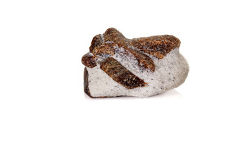 macro mineral stone Staurolite on a white background