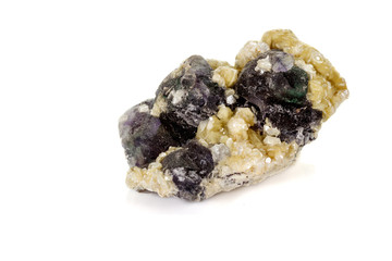 macro mineral fluorite stone on white background