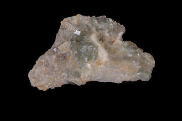 macro mineral fluorite stone on balck background