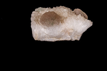 macro mineral fluorite stone on balck background
