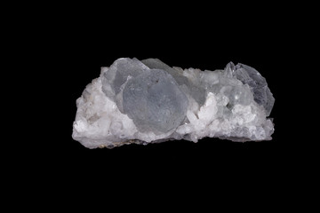 macro mineral fluorite stone on balck background