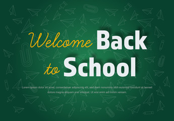 Back to School Banner Layout with Green Board Background