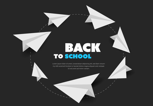 Back to School Banner Layout with Paper Planes