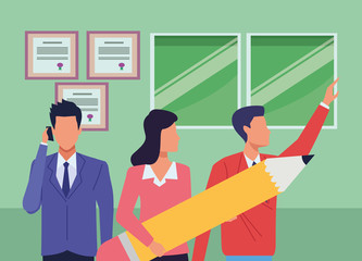 Executive business workers with tools