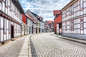 Fototapeta na wymiar Architecture of Wernigerode old town with half-timbered houses, Germany 