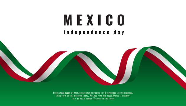 Viva Mexico background with ribbon Independence day vector