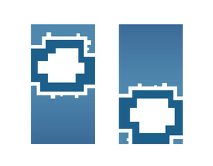 Set of blue abstract colorful pixel art flyers