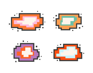 Set of message boxes. Colorful pixel speech bubble