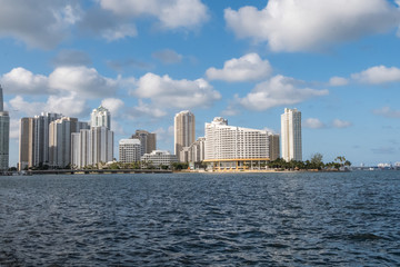 Miami, Florida, USA - May 30, 2019: View of Miami skyline on a sunny day