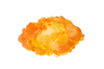 Abstract orange watercolor painting background isolated on white