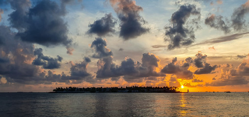 Colorful sunset in Key West. Miami, Florida