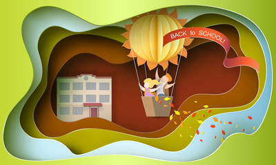 Back to school 1 september card with kids