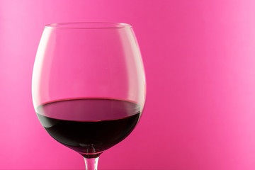 Rose wine in wine glasses isolated on pink background. Use for restaurant cafe. Wine concept. 