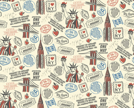New York pattern seamless design illustration