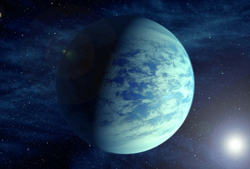 Planet Mars, in an unusual color, with sunlight. Elements of this image were furnished by NASA