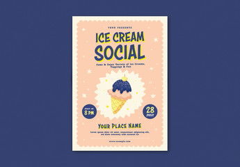 Event Flyer Layout with Illustrative Ice Cream