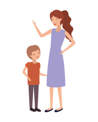 woman with son avatar character