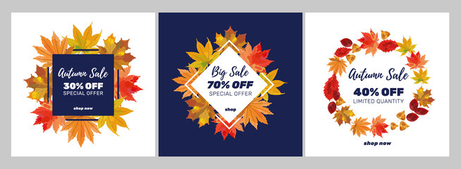 Set of autumn sale banners