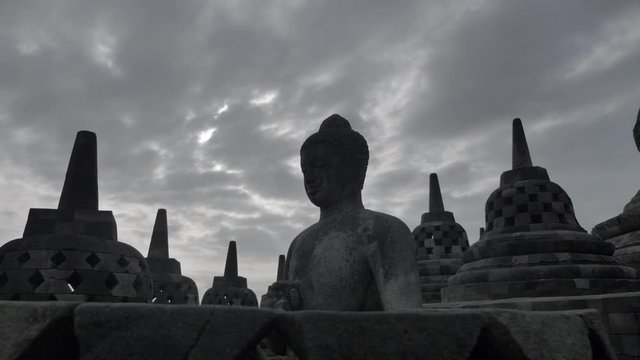 Buddha statue at Borobudur temple, Java island, Indonesia