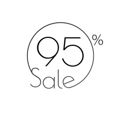 Discount offer price linear sticker or label, symbol for advertising campaign in retail, sale promo marketing, 95 percent. For art template design, list, page, mockup brochure style, banner, idea