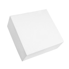 Blank thin white cardboard box. White box isolated on a white background. Branding mockup